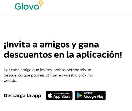 Ejemplo de cómo Glovo aplica sistemas de referidos similares a los del curso