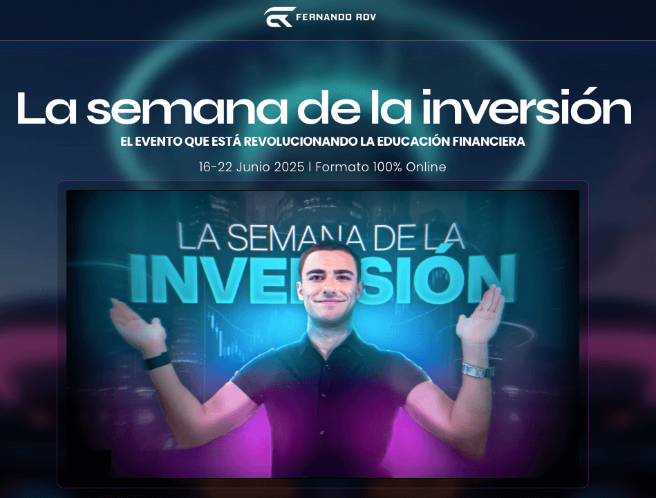 Banner oficial de La Semana de la Inversión 2025 con Fernando Ruiz de Velasco como ponente principal del evento online de educación financiera.