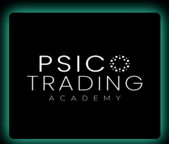 Logotipo oficial de Psicotrading Academy sobre fondo oscuro