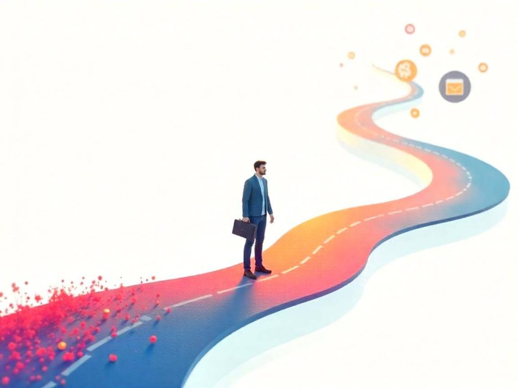 Imagen conceptual de descubrimiento de un camino digital personalizado para emprendedores.