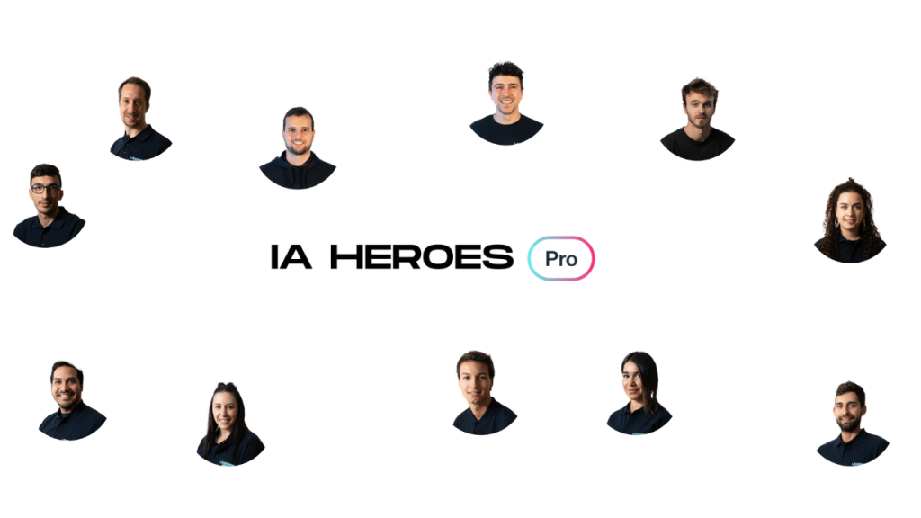Equipo docente y responsables del curso IA Heroes PRO con sus fotos individuales sobre fondo blanco