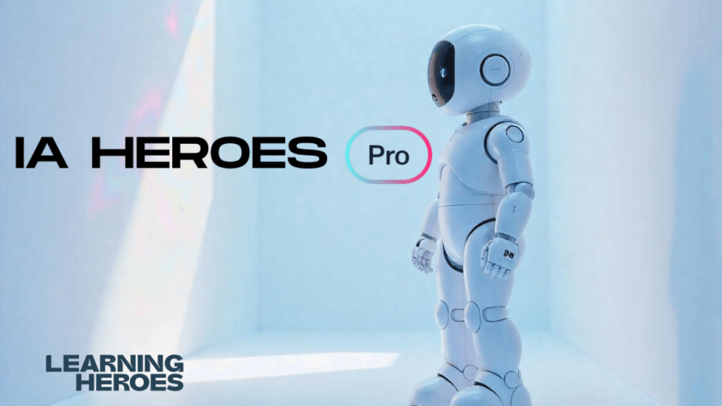 Portada del curso IA Learning Heroes de Arnau Ramió con robot futurista, análisis de formación en inteligencia artificial 2025