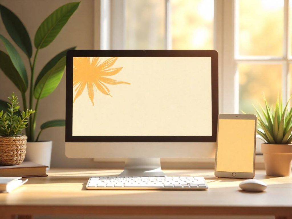  Ilustración flat de escritorio con cursos online de trading, ecommerce y afiliados.