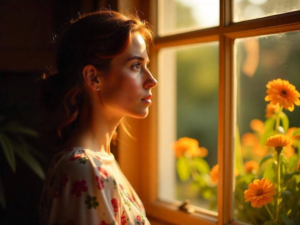 Mirada reflexiva hacia el exterior, símbolo del bloqueo emocional sin motivo aparente