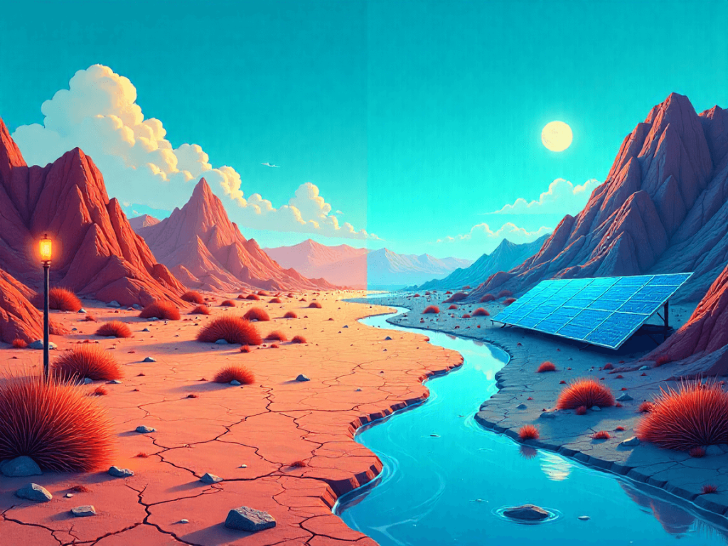 Paisaje digital abstracto que simboliza transformación tecnológica y nuevas oportunidades