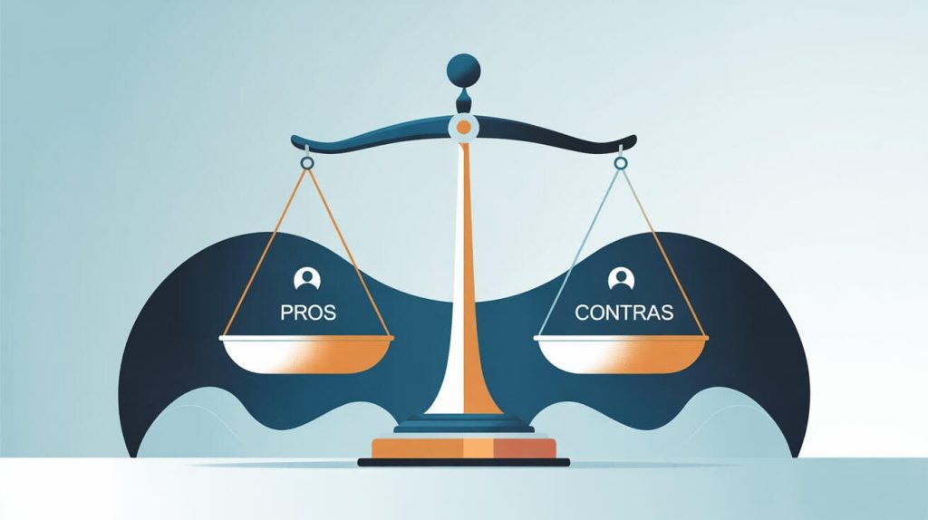 Ilustración de balanza que representa los pros y contras del curso LinkedIn Unleashed 2.0 de David Vaquerizo