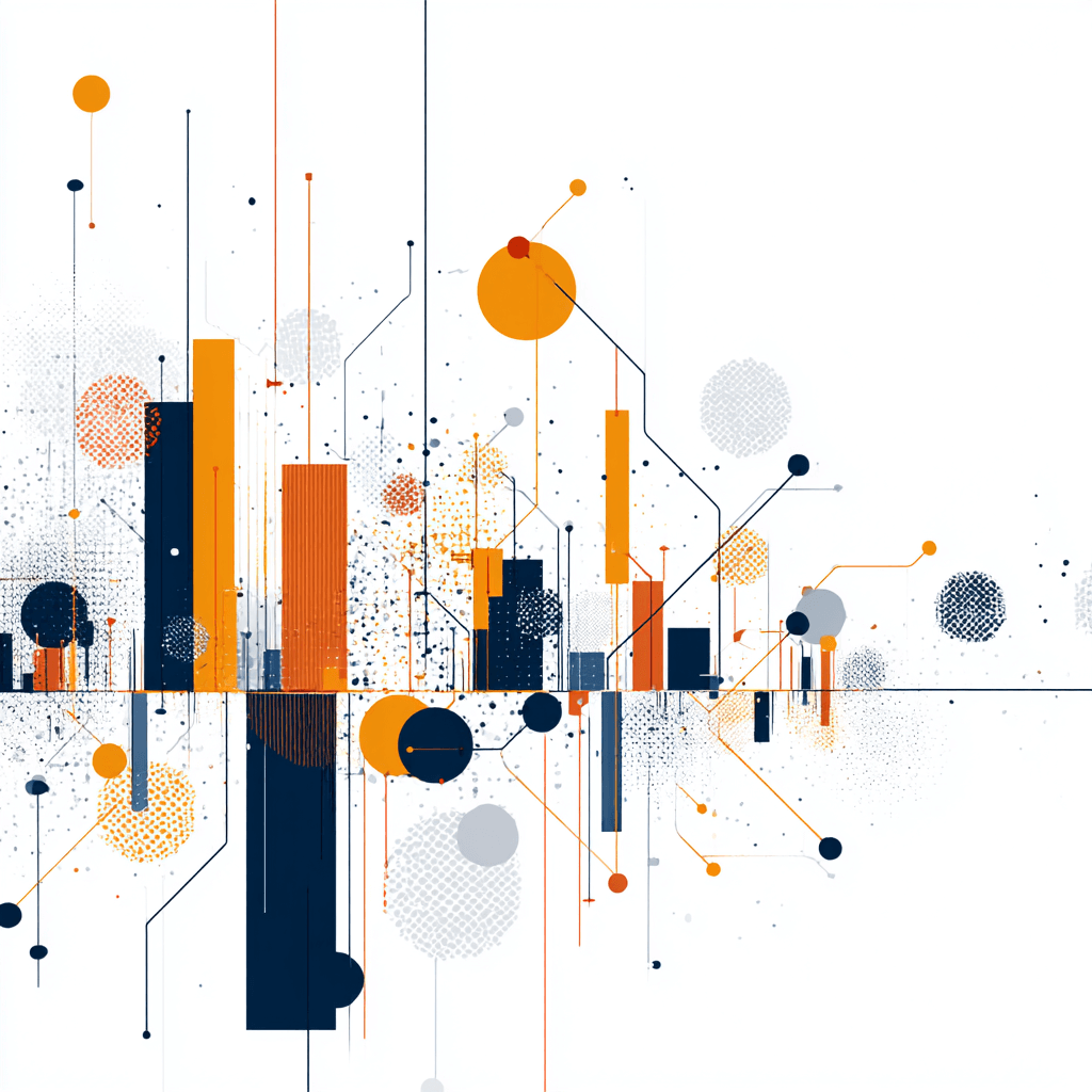 Gráfico abstracto en azul y naranja que simboliza el método 4D para conseguir clientes en LinkedIn en 2025.